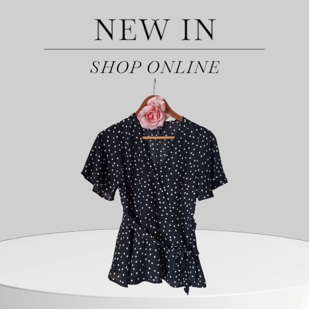 Polka Dot Pull On Faux Wrap Top Size X-Small.